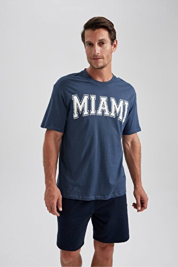 DeFacto 100 % Baumwolle, reguläre Passform, Rundhalsausschnitt, bedrucktes Kurzarm-T-Shirt B0656AXNS