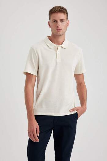 DeFacto 100% bavlna Regular Fit Polo výstřih Tričko s krátkým rukávem B0643AXNS