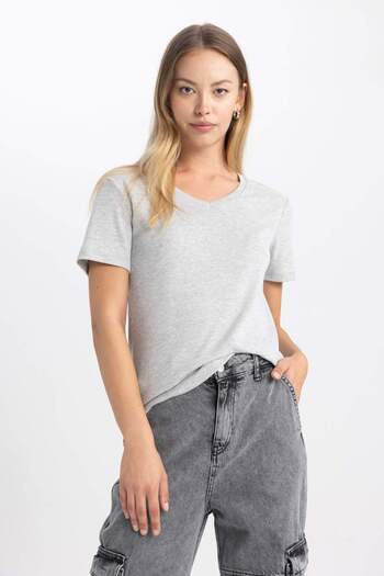 DeFacto Slim Fit Slim Fit Tričko s krátkým rukávem B0647AXNS