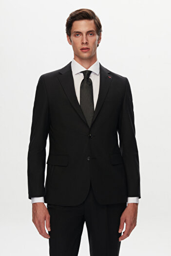 D'S Damat Ds Groom Slim Fit Black Wool Travel Suit