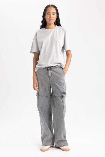 DeFacto Oversize Wide Fit Tričko s krátkým rukávem Crew Neck B0648AXNS
