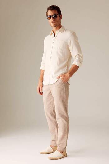 DeFacto Relax Fit Straight Leg Linen Blend Trousers Z9934Az23Sm