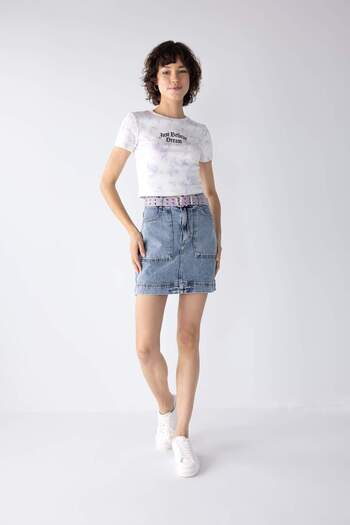 DeFacto Coool Fitted Batik Pattern Printed Short Sleeve T-Shirt A8370Ax23Hs