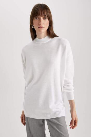 DeFacto Relax Fit Poloviční rolák Basic Pullover Tunika S7514AZ23WN