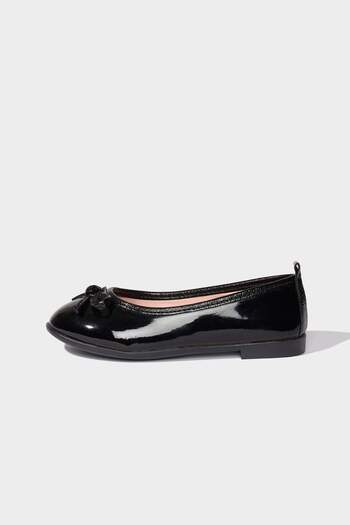 DeFacto Girl's Flat Sole Artificial Leather Black Patent Leather Ballerina Shoes Z8325A623Sp