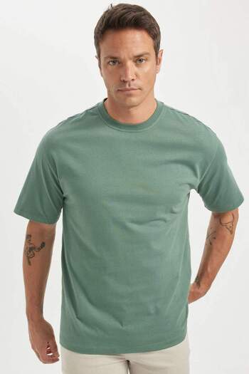 DeFacto Oversize Fit Crew λαιμόκοψη κοντό μανίκι 100% βαμβακερό T7037AZ23SP