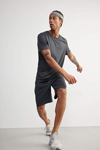 DeFacto DeFactoFit Slim Fit Slim Fit Crew Neck με στάμπα αθλητικό κοντομάνικο μπλουζάκι V2887AZ22AU