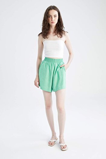 DeFacto Relax Fit Normal Waist Linen Blend Shorts W5320Az22Sm