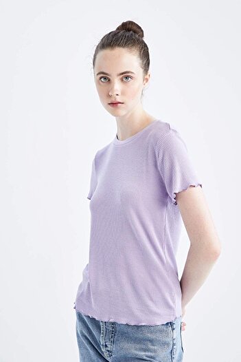 DeFacto Slim Fit Slim Fit Crew Neck Basic Solid Short Sleeve T-Shirt K7064Az22Sm
