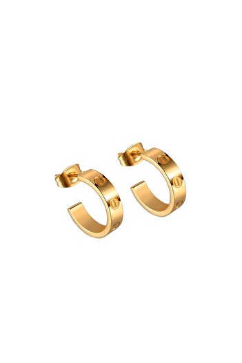 Chavin Gold Screw Design Women's Steel Earrings Eh81Sr