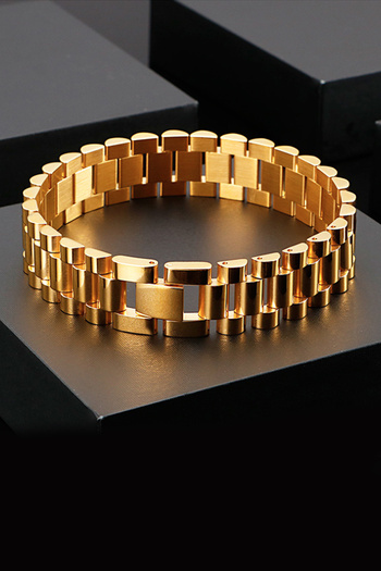 Chavin 15 Mm. Gold 316 L Steel Glossy and Matte Men's Bracelet Eh89Sr