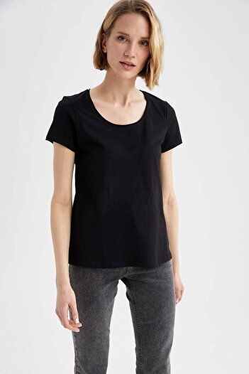 DeFacto Regular Fit Crew Neck Short Sleeve 100% Cotton T-Shirt