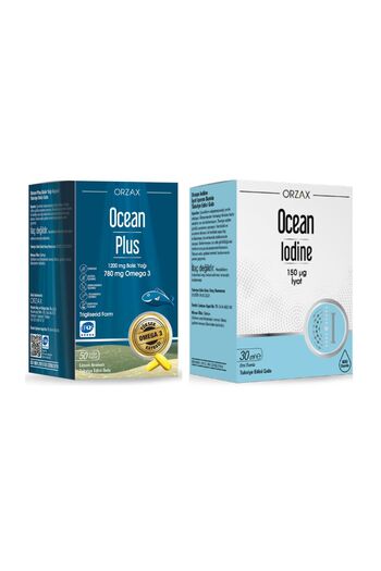 Orzax Ocean Plus 1200 Mg 50 Capsules + Ocean Iodine Drops 30 ml (Pack of 2)