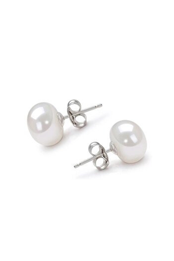 Chavin 7-8 mm. Gerçek inci Gümüş Küpe dg90-7