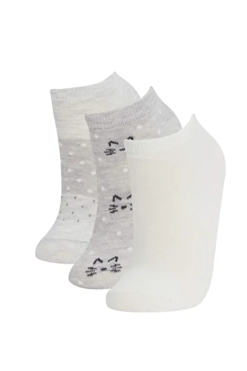 DeFacto Women's Patterned 3-Piece Booties Socks N0788Azns