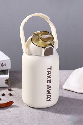 Weather Forecast 316 L Steel Cream 850 ml Water Bottle with Carrying Apparatus and Straw Cin475By