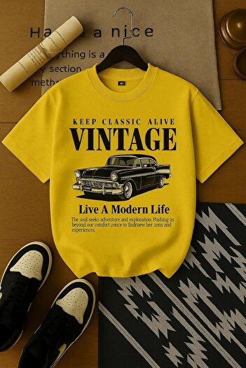 BENROMA Vintage Baskılı Oversize Unisex Tişört