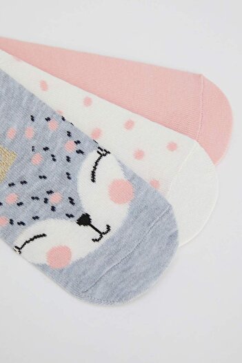 DeFacto Girl's Printed 3-Piece Booties Socks N1830A621Sp