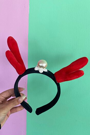 TAKIŞTIR Red Color Deer Horn Figured Pearl Detailed Crown