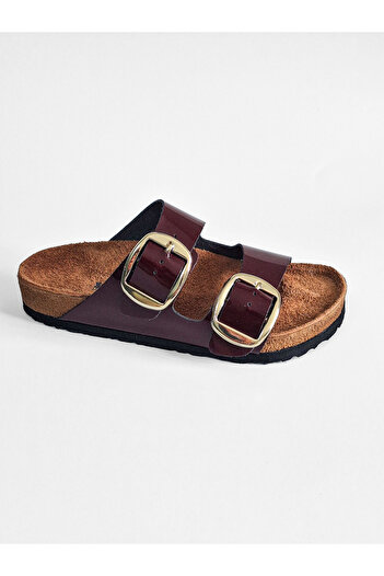 Bequemere Orthopedic Sole Double Buckle Leather Women's Slippers