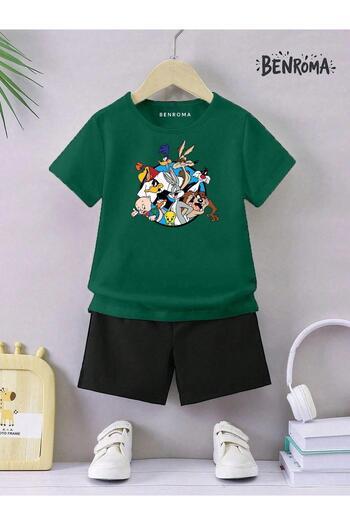 BENROMA Unisex Kids Shorts Set - Character Printed