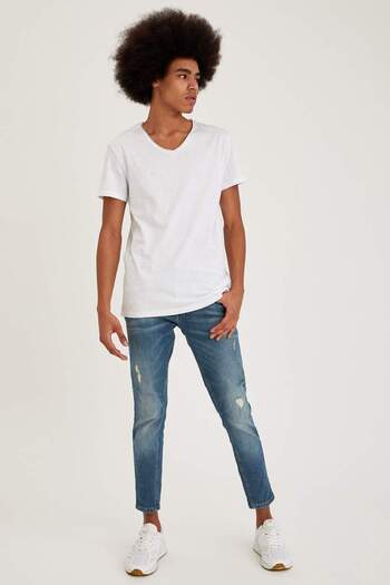 DeFacto Tricou de bază cu mânecă scurtă, slim, cu decolteu în V M4791AZ20SP