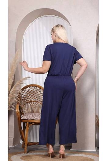 garajmood Navy Blue Button Detailed Women's Jumpsuit