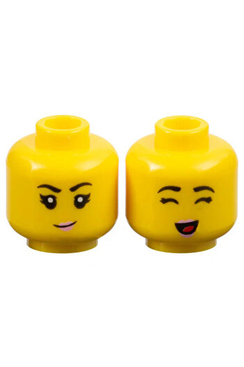 LEGO Original Accessory Custom Minifigure Minifigure Head Double Face Pink Lip Smiling Female Head
