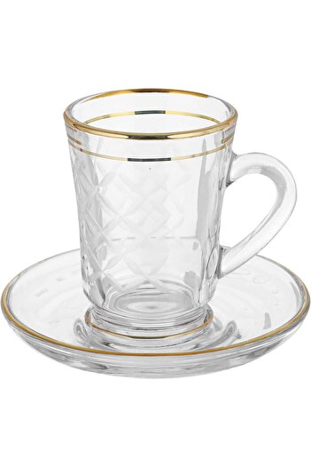 Alsaif Gallery Al Saif Gallery Max glass beads, patterned, with saucers, 12 pieces - clear