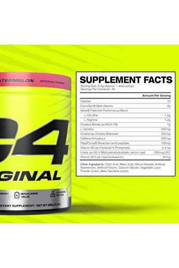 Cellucor C4 Original Pre Workout Powder, Watermelon, 30 Servings, Hard Hitting Energy