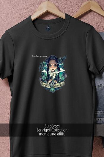 Bahriyeli Collection Oversize Addams Family Wednesday Roses Design Unisex T-Shirt