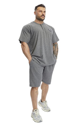 Big Sam Oversize Buttoned Collar, Cotton T-Shirt Big Sam 3375