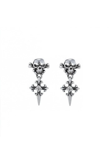 Viking Gothic Skull Skull 316L Stainless&Blackened Steel Earrings