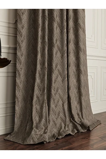 OnyxHome Madrid Linen Beard Background Curtain Brown