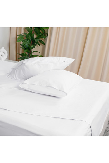 Bed N Home SA Flat bed sheet set, white, 100% Egyptian cotton, 250 thread count, 2 pillowcases, 180*270 cm
