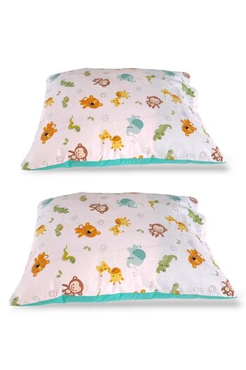 Bebek Özel Child Adult Pillow Case 50x70 Cm (2 Pieces) Cute Animals Mint Green