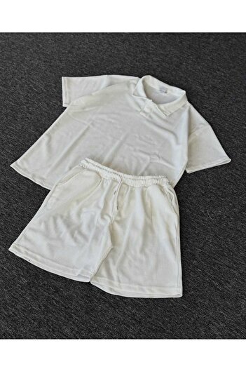 ALİ.COM Ottoman Petekli̇ Fabric Poloyaka Shorts Set 2025 New Season