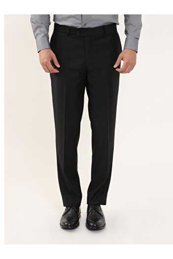 Dufy Black Men's Regular Fit Straight Classic Trousers