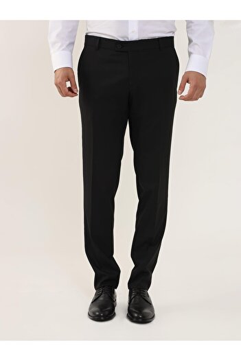 Dufy Black Men's Regular Fit Straight Classic Trousers