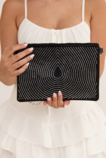 Fulla Moda Stone Detailed Water Drop Patterned Portfolio Bag