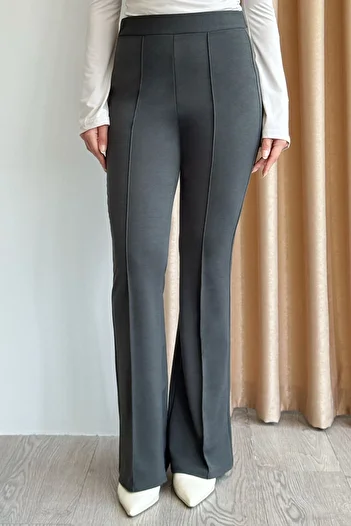 InStyle High Waist Flared Anthracite Palazzo Trousers