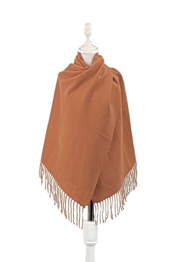 Bursa İpek Tan Beige Double Sided Winter Shawl