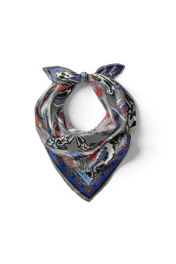 Bursa İpek Gray Çintemani Carnation Pattern Silky Handkerchief