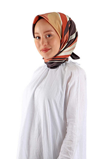 Bursa İpek Twill Silk Scarf - Copper Wave Pattern