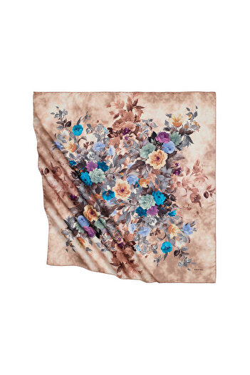 Bursa İpek Powder Bouquet Pattern Silky Scarf