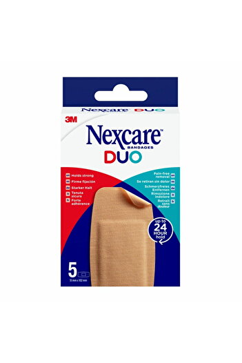 Nexcare Duo Bandages 5 pcs – 26mm x 72mm Waterproof & Skin-Friendly Plasters