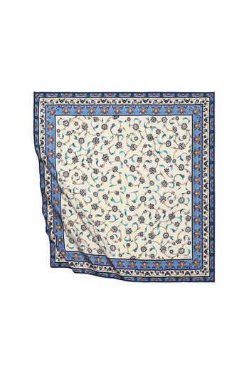 Bursa İpek Μεταξένιο μαντίλι με μοτίβο Indigo Wildflower
