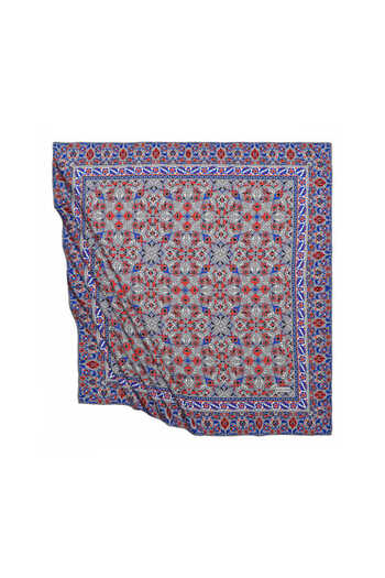 Bursa İpek Gray Turkish Motif Tile Pattern Silky Scarf