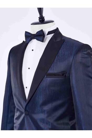 Dufy Σετ Σμόκιν Navy Blue Jacquard - Slim Fit