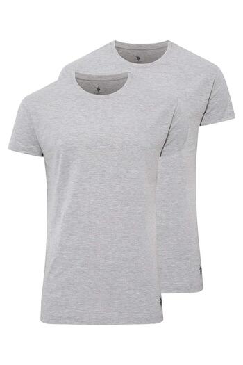 U.S. Polo Assn. U.S. Polo Assn. 80197 Men's 2-Piece Round Neck Half Sleeve Undershirt-Grey